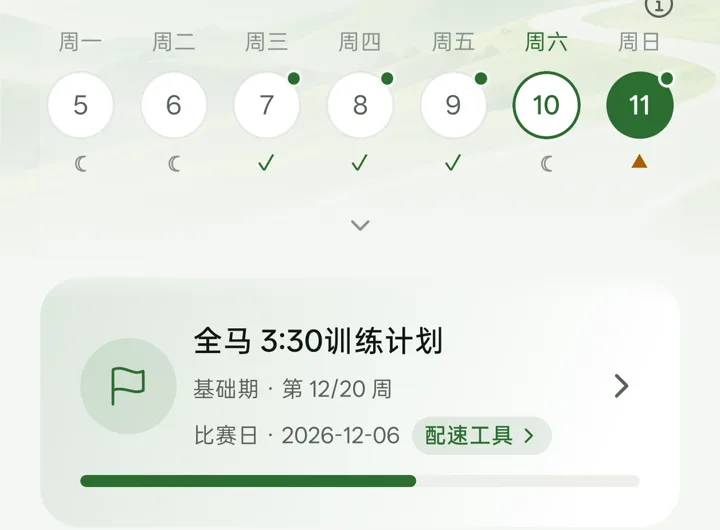 训练计划页:本周日程与计划进度